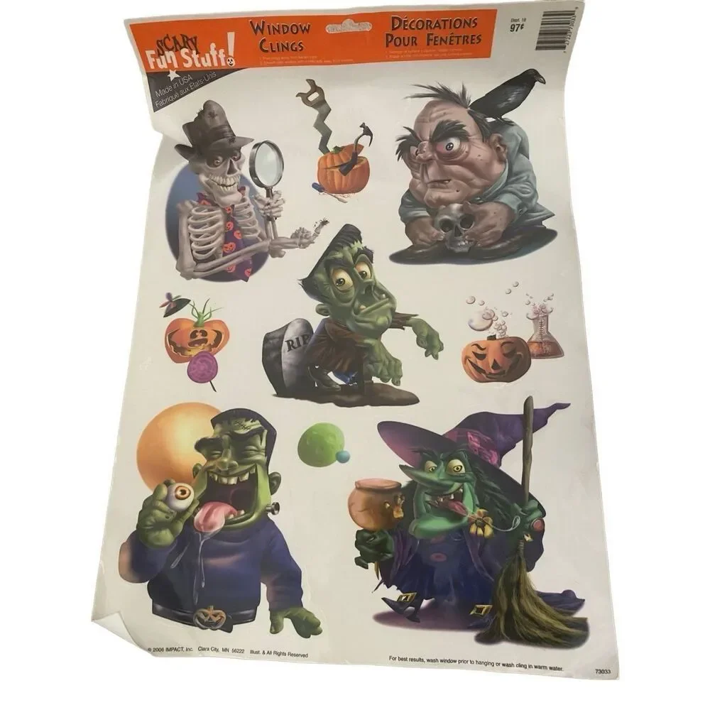 Lot Of 2 Window Clings Zombie Yard Stakes Halloween Decorations